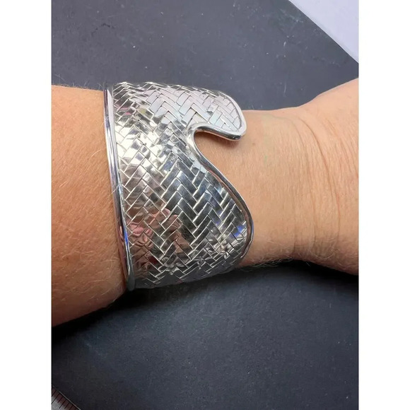 Sterling silver braided cuff bracelet - Picture 5 of 11